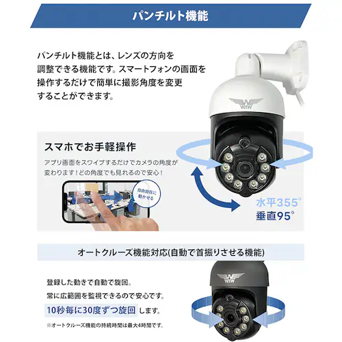 IP防犯灯パン・チルトカメラ みてるちゃん5Plus ホワイト WTW-EGDRY388GWX ホワイト【プラザセレクト】_14