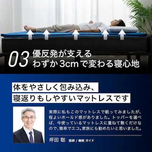 エムリリー優反発マットレストッパー3cm シングル 【プラザセレクト】_7