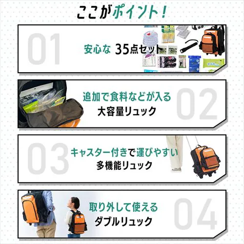 防災リュック 2人用 35点 防災セット_4