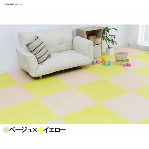 大判 カラージョイントマット【24枚セット】4.5畳分 ベージュ×イエロー_16