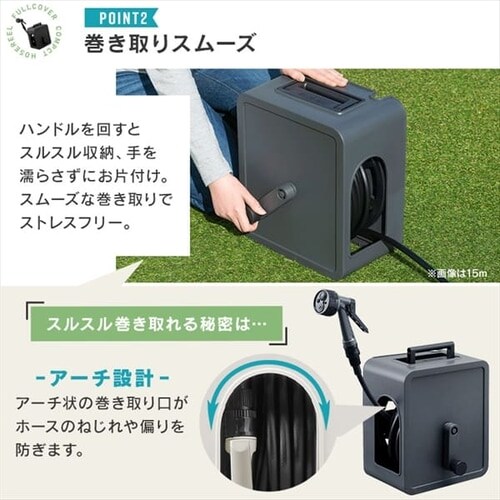 フルカバーコンパクトホースリール15m　アイリスオーヤマ - 4