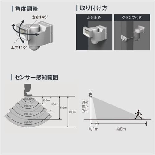 AC式LED防犯センサーライト パールホワイト LSL-ACSN-600 G522496│アイリスプラザ│アイリスオーヤマ公式通販サイト