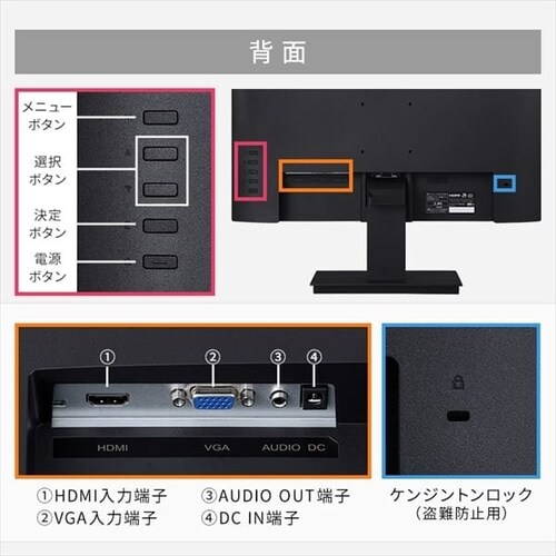 液晶ディスプレイ 21.5インチ BLD-D21FHDS-B ブラック H102275F│アイリスプラザ│アイリスオーヤマ公式通販サイト