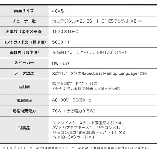 テレビ 40V型 Fiona 40FB10PB_14