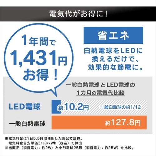 LED電球 E17 広配光 25W 昼白色 LDA2N-G-E17-2T8_9
