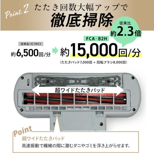 ダニを徹底的に除去する8000回/分布団クリーナー