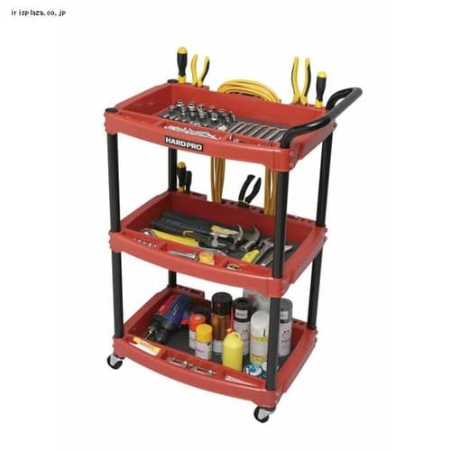 収納ワゴン ハードツールワゴン ハンドル付 HDW-3H レッド【代引き不可