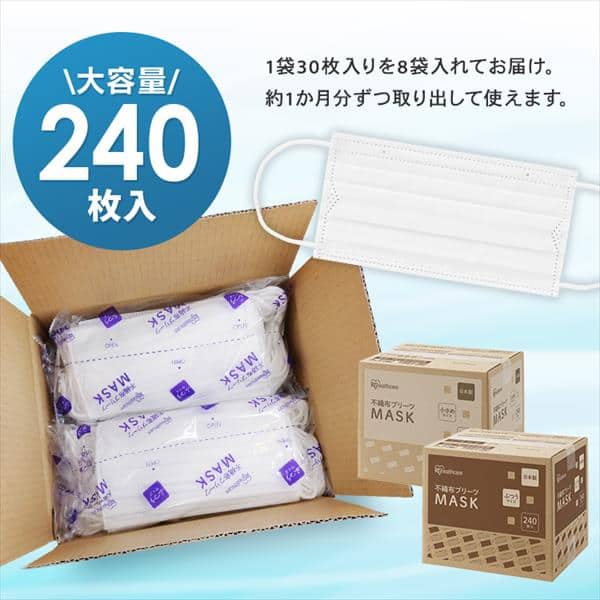 240枚入】【日本製】プリーツマスク ふつうサイズ PN-NC240L H292363 │アイリスプラザ│アイリスオーヤマ公式通販サイト