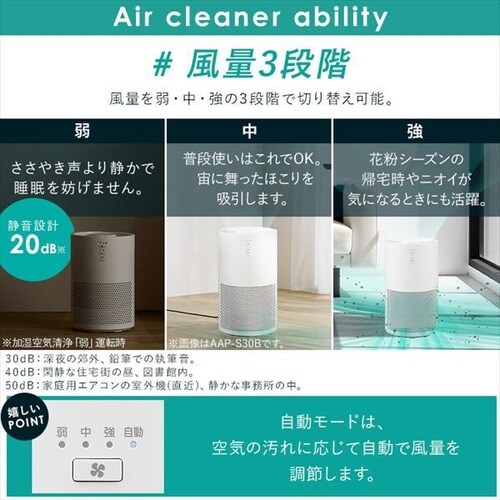 加湿空気清浄機 10畳 KAP-SH201-W ホワイト H297748 加湿空気清浄機 10畳 KAP-SH201-W ホワイト H297748