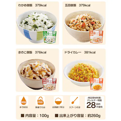 【5年保存の非常食 4日分セット】防災食 ごはん 7種14食セット 2000g _8