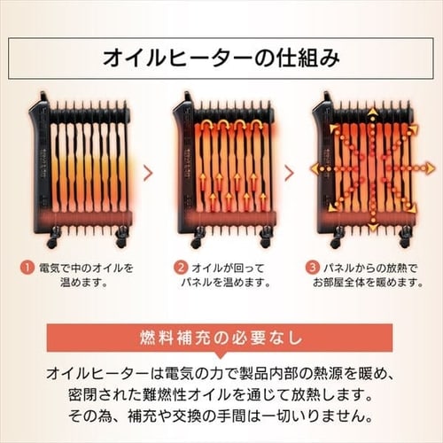 ウェーブ型オイルヒーター マイコン式 24h入切タイマー付 ブラック