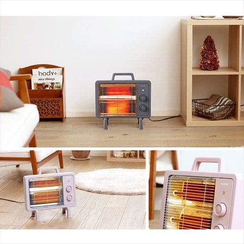 電気ストーブ 遠赤外線 コンパクト ブラックコート 2段階調節 IEHDB