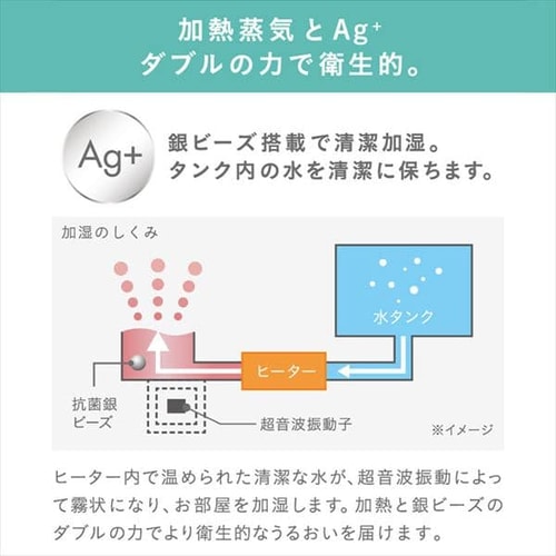 加湿器 ハイブリット式 木造6畳 / 洋室10畳 イオン搭載 タンク