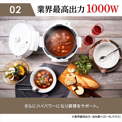 電気圧力鍋 4.0L PC-MA4-W 自動メニュー6種類 ホワイト H516393