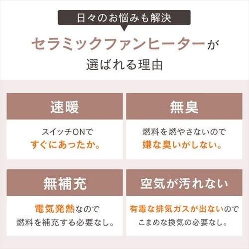 セラミックファンヒーター ホワイト CH-127D H516687F│アイリスプラザ│アイリスオーヤマ公式通販サイト