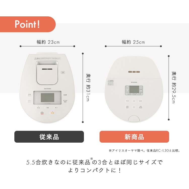 炊飯器 5.5合 IH 50銘柄炊き RC-ILA50-W ホワイト 202919 │アイリス