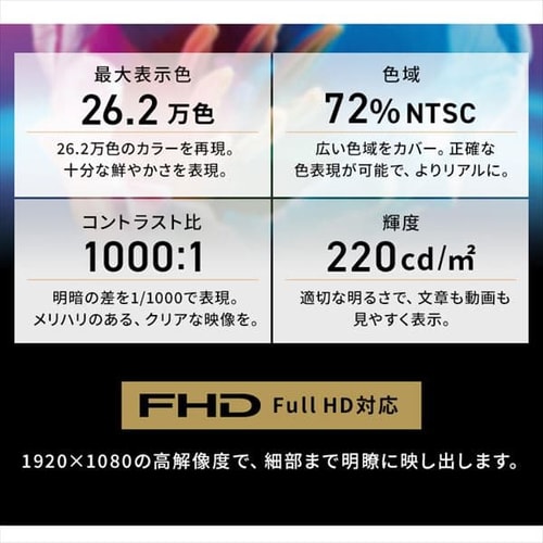 PC/タブレット ディスプレイ ポータブルモニター ILD-A16262KS-B ブラック