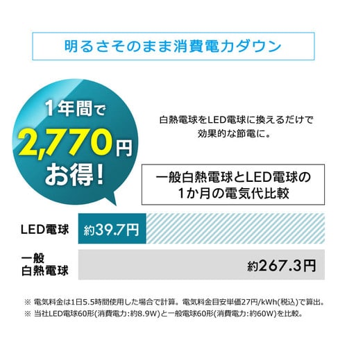 LED電球 E26 広配光 60形相当 調光 スマートスピーカー対応照明 LDA9L-G/D-86AITG H521538F│アイリスプラザ│ アイリスオーヤマ公式通販サイト