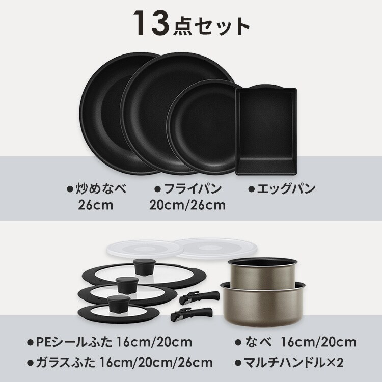 ダイヤモンドコートパン 12点セット IH／ガス火対応 IPDCI-T12