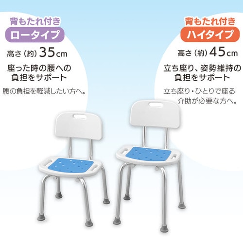 シャワーチェア ハイタイプ 背あり ホワイト SCT-450【プラザ