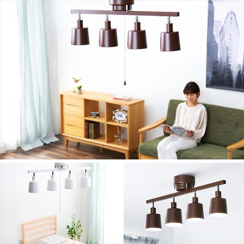 電球セット】 4灯シーリングライト ストレートタイプ プルスイッチ式