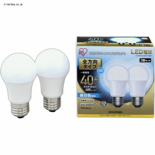 2個セット】LED電球 E26 全方向タイプ 40W形相当 昼白色 LDA4N-G/W