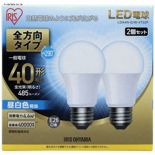 LED電球 E26 全方向タイプ 40W形相当 昼白色 LDA4N-G/W-4Ｔ5