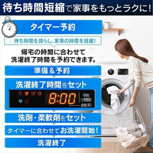 ドラム式洗濯機 8.0kg ホワイト HD81AR-W H572484FO