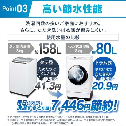 ☆14%OFF☆ドラム式洗濯乾燥機 8kg4kg FLK842-W H574664FH│アイリス ... ドラム式洗濯機 8kg 洗濯乾燥機 アイリスオーヤマ