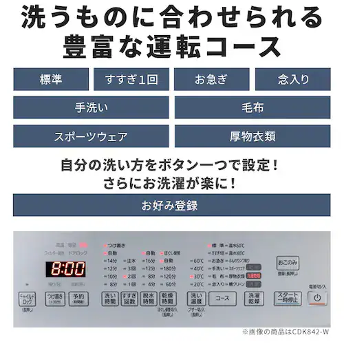【訳あり】【設置無料】 洗濯乾燥機 ドラム式 8kg 乾燥4kg 左開き 温水洗浄 節水 お手入れ簡単 ファイブセンシング FLK842-W_10