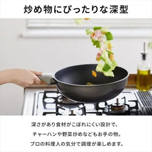 フライパン 炒めなべ 28cm ガス火専用 取っ手一体型 ダイヤモンドコートパン DCP-G28 パールグレー_2