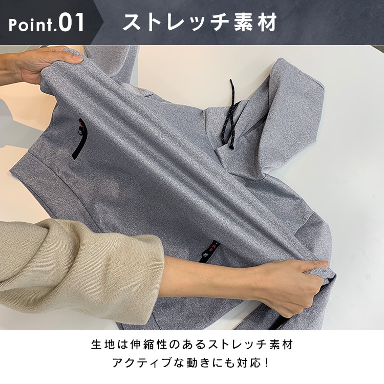 ストレッチフーディープルオーバー FC21403-BK3L ブラック 3L