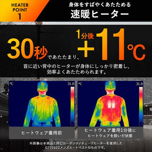 袖取り外し 2way ヒートジャケット FC21614-BKS ブラック S