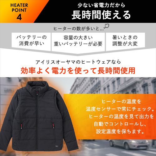 袖取り外し 2way ヒートジャケット FC21614-BKS ブラック S