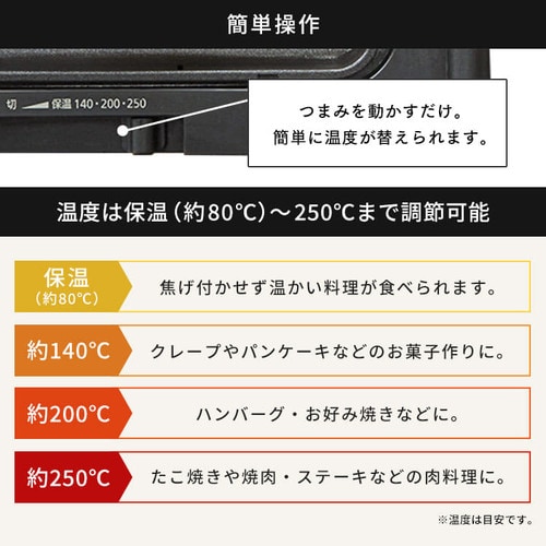 2000円OFF】ホットプレート 大型 両面 3枚 DPOL-W31-C