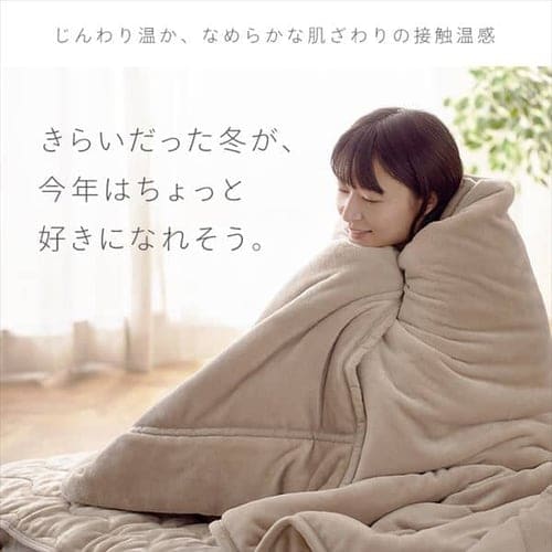 毛布 セミダブル 2枚合わせ 吸湿発熱 抗菌防臭 ベージュ K102149