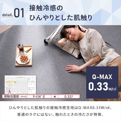 ラグ ラ・クッション 接触冷感 185×185cm ACR1C-1818 ネイビー