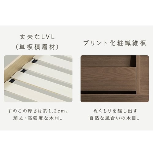 マットレスセット】ベッド ダブル ロータイプ 棚付き コンセント