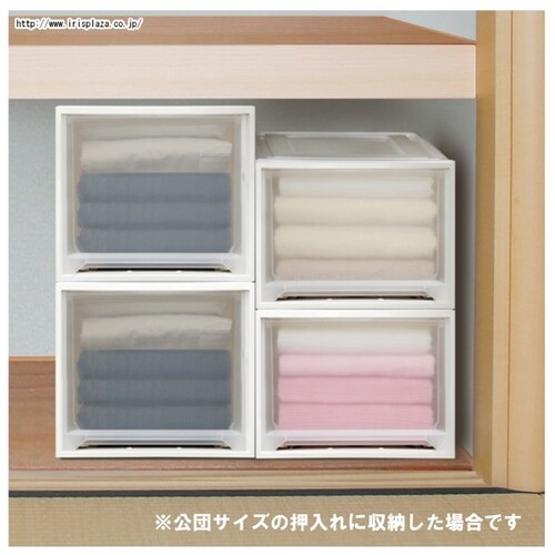 収納ケース クローゼット 引き出し ロングチェスト ホワイト／クリア