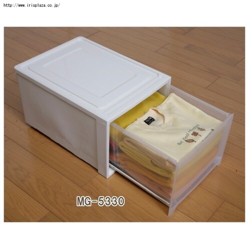 収納ケース クローゼット 引き出し ロングチェスト ホワイト／クリアMG