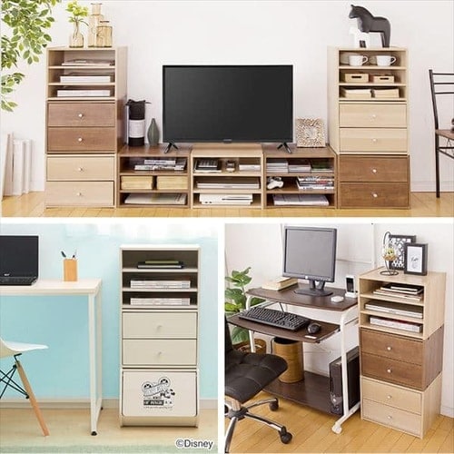 4個セット】カラーボックス 扉付き スタックボックス STB-300D