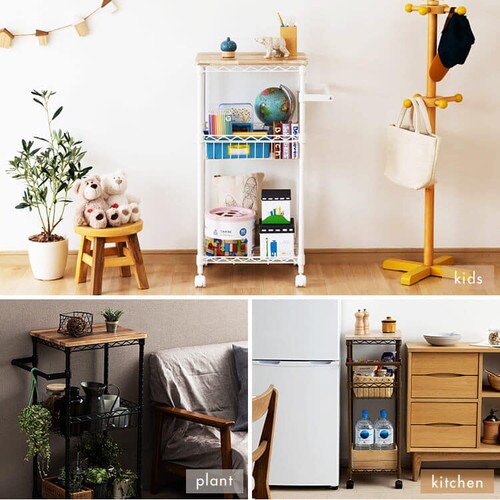 スチールラック 幅41cm カラーメタルラック ワゴン CMM-WG4084