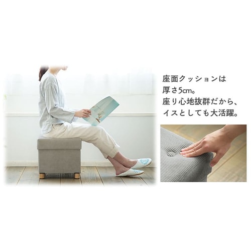 スツール 脚付き 収納付き ASST-38 ベージュコーデュロイ