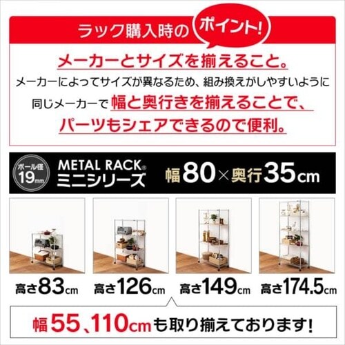 スチールラック ミニ 幅80cm メタルラック 5段 MTO-8018C (ポール直径19mm・棚板5枚) K546685