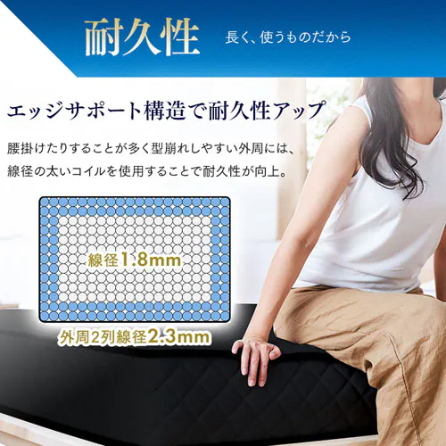 マットレス シングル ポケットコイル 厚さ20cm ブラック PMTS20N-S Sheep_9