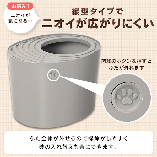 上から猫トイレ PUNT-530 ライトグレー_5