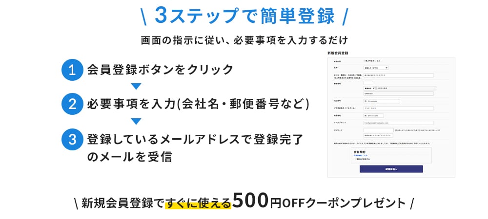 会員登録3ステップ