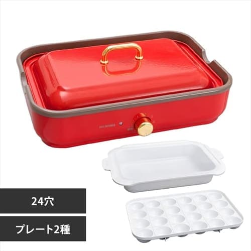 たこ焼き器 たこ焼きプレート ホットプレート たこ焼き 着脱式 レッド PTY-24-R アイリスオーヤマ ホームパーティ 【在庫僅少】