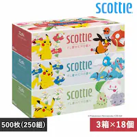 日本製紙クレシア株式会社 【数量限定品】 18個セット】スコッティ ティシュー フラワーボックス 250組 3箱パック ポケモン 41358 【プラザセレクト】