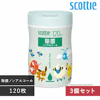 日本製紙クレシア株式会社 【数量限定品】 3個セット】スコッティ ウェットティシュー 除菌 ノンアルコール 120枚 ポケモン 76639 ノンアルコール【プラザセレクト】